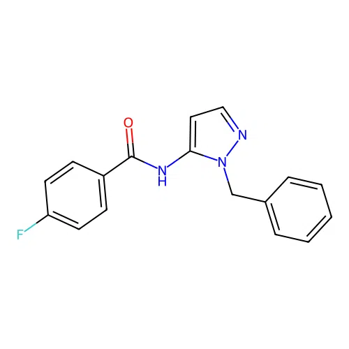 N-(1-benzyl-1H-pyrazol-5-yl)-4-fluorobenzamide structure