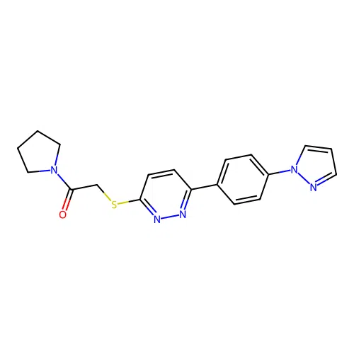 2-[6-(4-Pyrazol-1-ylphenyl)pyridazin-3-yl]sulfanyl-1-pyrrolidin-1-ylethanone structure