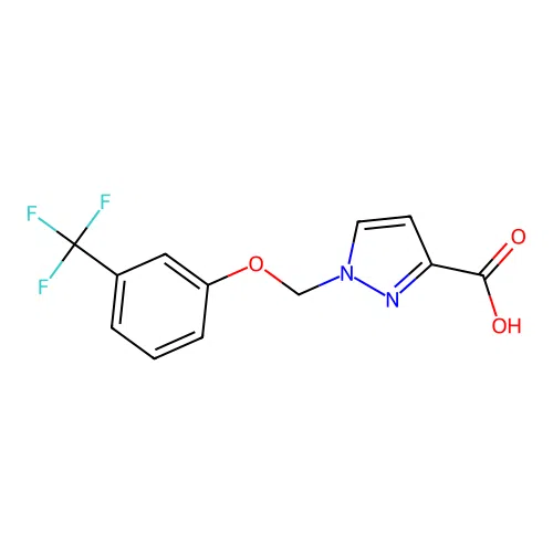 1-{[3-(trifluoromethyl)phenoxy]methyl}-1H-pyrazole-3-carboxylic acid structure
