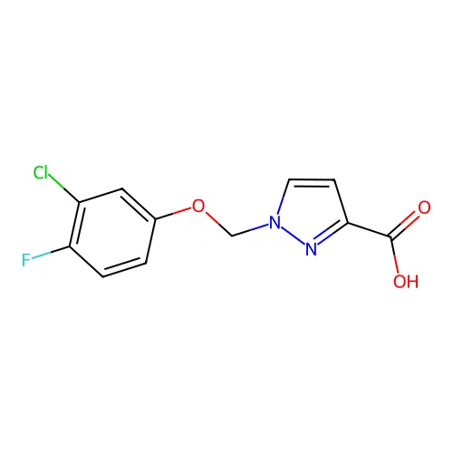 1-[(3-chloro-4-fluorophenoxy)methyl]-1H-pyrazole-3-carboxylic acid structure
