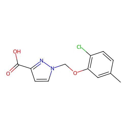 1-[(2-chloro-5-methylphenoxy)methyl]-1H-pyrazole-3-carboxylic acid structure