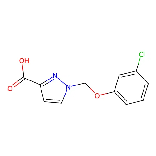 1-[(3-chlorophenoxy)methyl]-1H-pyrazole-3-carboxylic acid structure