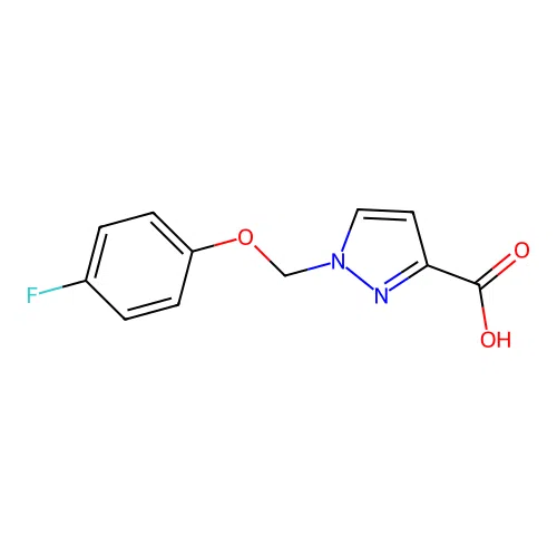 1-[(4-fluorophenoxy)methyl]-1H-pyrazole-3-carboxylic acid structure
