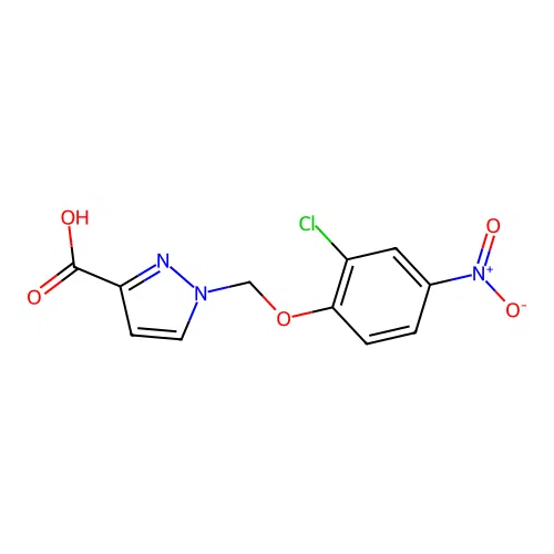 1-[(2-chloro-4-nitrophenoxy)methyl]-1H-pyrazole-3-carboxylic acid structure