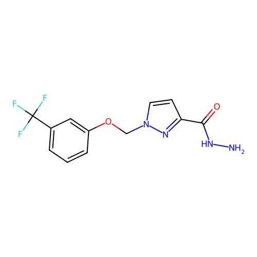 1-{[3-(trifluoromethyl)phenoxy]methyl}-1H-pyrazole-3-carbohydrazide structure