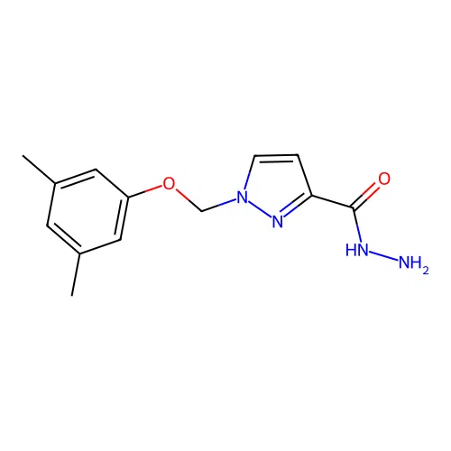 1-((3,5-Dimethylphenoxy)methyl)-1H-pyrazole-3-carbohydrazide structure