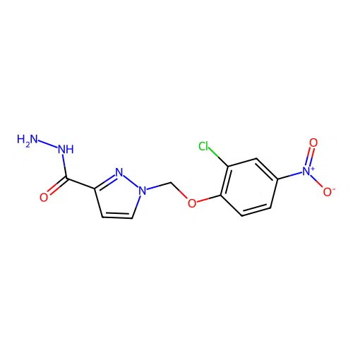 1-((2-Chloro-4-nitrophenoxy)methyl)-1H-pyrazole-3-carbohydrazide structure