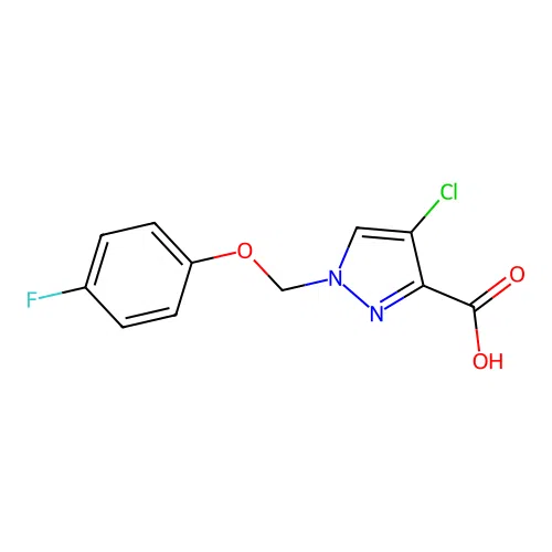 4-chloro-1-[(4-fluorophenoxy)methyl]-1H-pyrazole-3-carboxylic acid structure