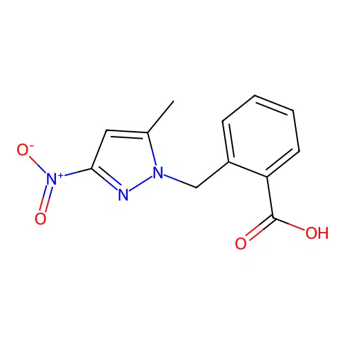 2-[(5-methyl-3-nitro-1H-pyrazol-1-yl)methyl]benzoic acid structure