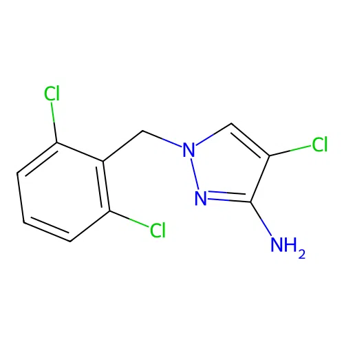4-chloro-1-((2,6-dichlorophenyl)methyl)-1H-pyrazol-3-amine structure
