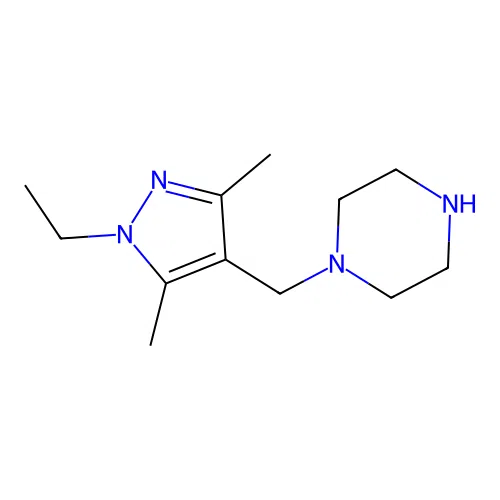 1-[(1-ethyl-3,5-dimethyl-1H-pyrazol-4-yl)methyl]piperazine structure