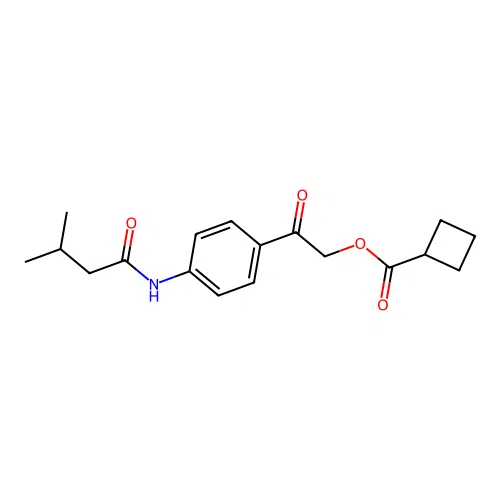 [2-[4-(3-Methylbutanoylamino)phenyl]-2-oxoethyl] cyclobutanecarboxylate structure