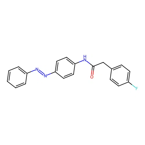 (E)-2-(4-fluorophenyl)-N-(4-(phenyldiazenyl)phenyl)acetamide structure