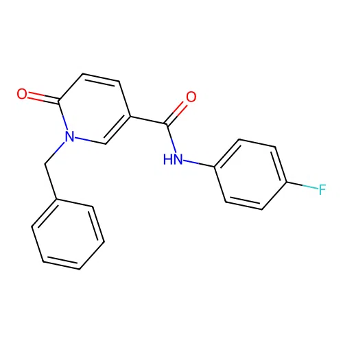 1-benzyl-N-(4-fluorophenyl)-6-oxo-1,6-dihydropyridine-3-carboxamide structure