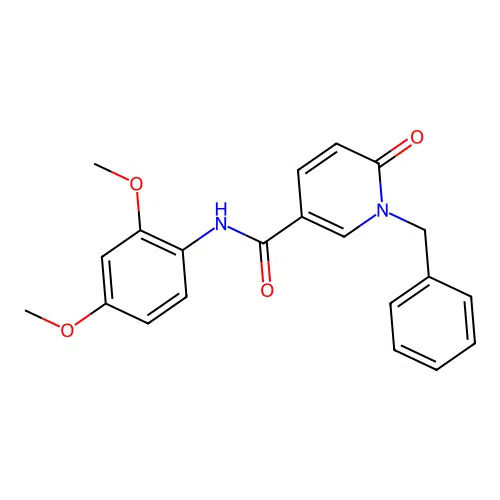 1-benzyl-N-(2,4-dimethoxyphenyl)-6-oxo-1,6-dihydropyridine-3-carboxamide structure
