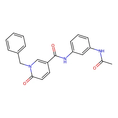 N-(3-acetamidophenyl)-1-benzyl-6-oxopyridine-3-carboxamide structure