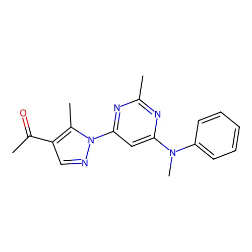1-(5-methyl-1-(2-methyl-6-(methyl(phenyl)amino)pyrimidin-4-yl)-1H-pyrazol-4-yl)ethanone structure