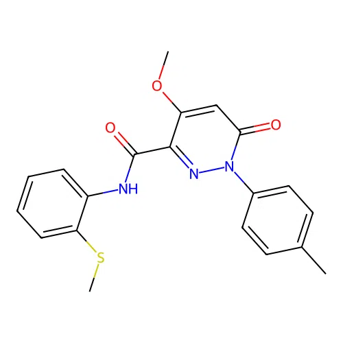 4-methoxy-1-(4-methylphenyl)-N-[2-(methylsulfanyl)phenyl]-6-oxo-1,6-dihydropyridazine-3-carboxamide structure