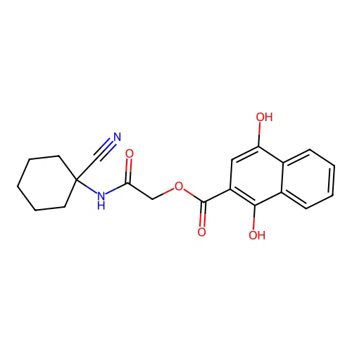 [(1-Cyanocyclohexyl)carbamoyl]methyl 1,4-dihydroxynaphthalene-2-carboxylate structure