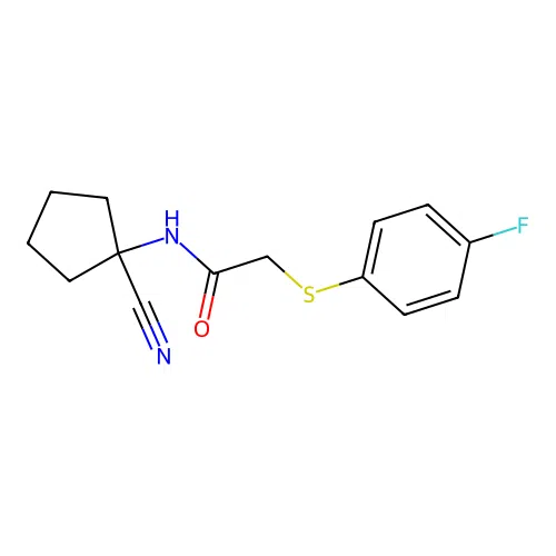 N-(1-cyanocyclopentyl)-2-[(4-fluorophenyl)sulfanyl]acetamide structure