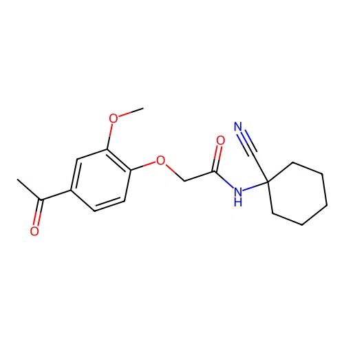 2-(4-acetyl-2-methoxyphenoxy)-N-(1-cyanocyclohexyl)acetamide structure