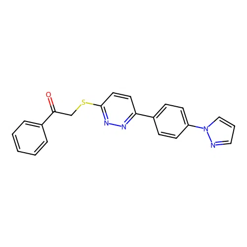 1-Phenyl-2-[6-(4-pyrazol-1-ylphenyl)pyridazin-3-yl]sulfanylethanone structure