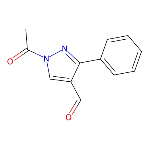 1-acetyl-3-phenyl-1H-pyrazole-4-carbaldehyde structure