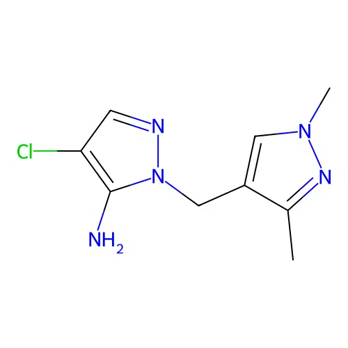 4-Chloro-1-((1,3-dimethyl-1H-pyrazol-4-yl)methyl)-1H-pyrazol-5-amine structure