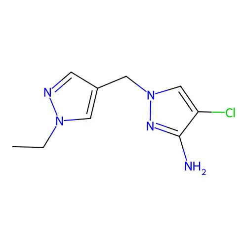4-chloro-1-[(1-ethyl-1H-pyrazol-4-yl)methyl]-1H-pyrazol-3-amine structure