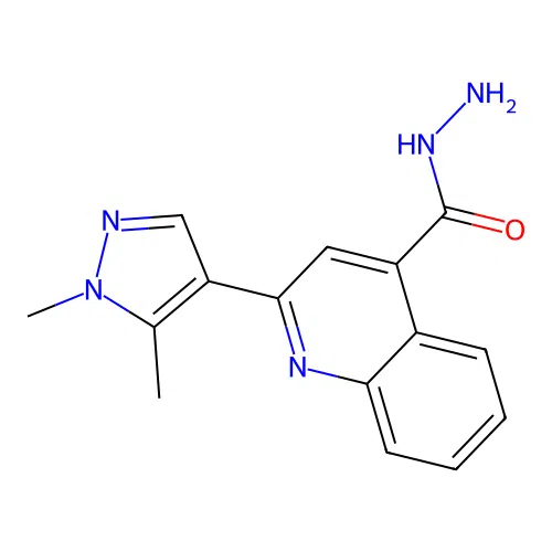 2-(1,5-dimethyl-1H-pyrazol-4-yl)quinoline-4-carbohydrazide structure