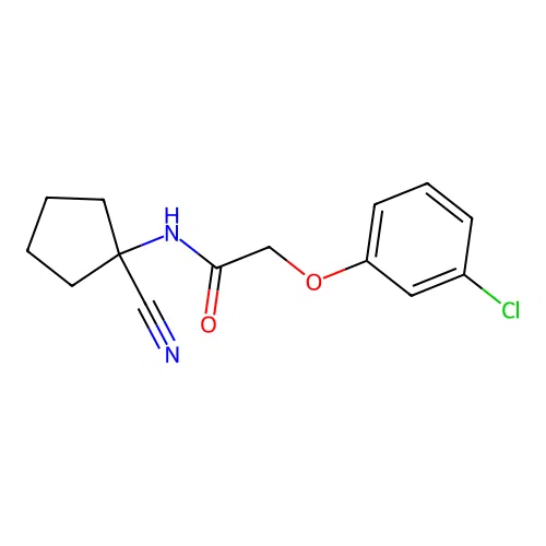 2-(3-chlorophenoxy)-N-(1-cyanocyclopentyl)acetamide structure