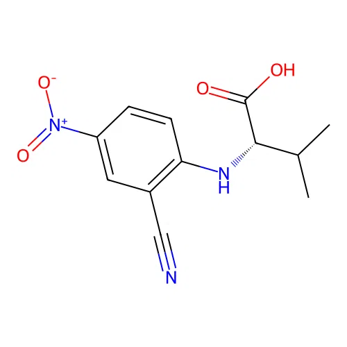 N-(2-cyano-4-nitrophenyl)-L-valine structure
