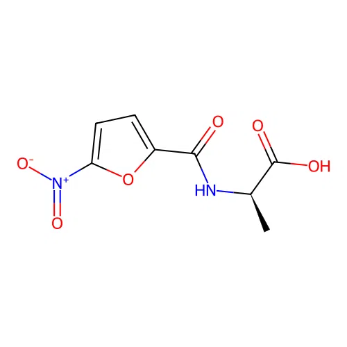 (2R)-2-[(5-nitrofuran-2-carbonyl)amino]propanoic acid structure