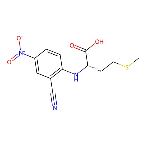 N-(2-cyano-4-nitrophenyl)-L-methionine structure