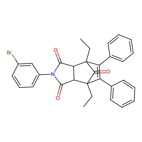 (3aR,4S,7S,7aS)-2-(3-bromophenyl)-4,7-diethyl-5,6-diphenyl-3a,4,7,7a-tetrahydro-1H-4,7-methanoisoindole-1,3,8(2H)-trione structure