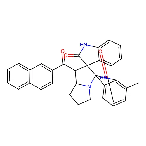 7''-methyl-1'-[(naphthalen-2-yl)carbonyl]-1,1'',2,2'',5',6',7',7'a-octahydro-1'H-dispiro[indole-3,2'-pyrrolizine-3',3''-indole]-2,2''-dione structure