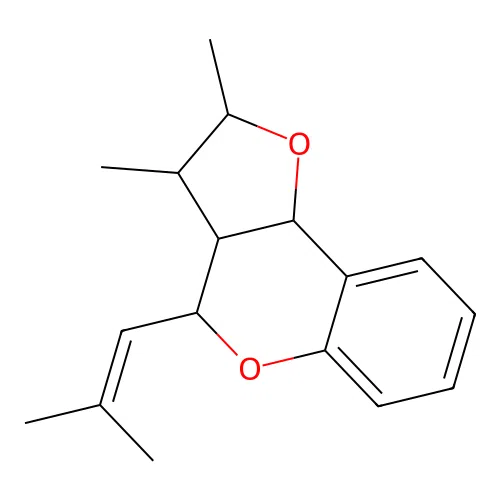 2,3-dimethyl-4-(2-methylprop-1-en-1-yl)-2,3,3a,9b-tetrahydro-4H-furo[3,2-c]chromene structure