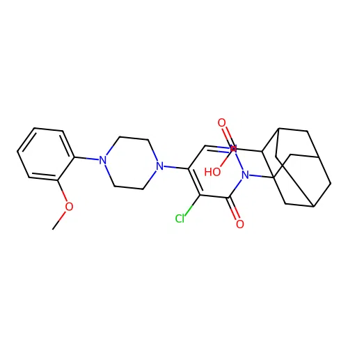 (1S,2R,3S,5R,7S)-1-(5-chloro-4-(4-(2-methoxyphenyl)piperazin-1-yl)-6-oxopyridazin-1(6H)-yl)adamantane-2-carboxylic acid structure