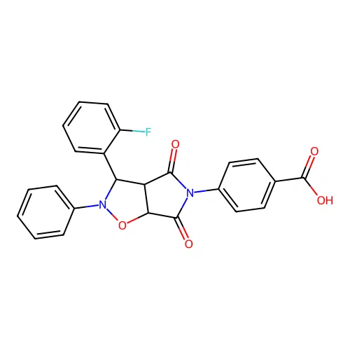 4-(3-(2-fluorophenyl)-4,6-dioxo-2-phenyltetrahydro-2H-pyrrolo[3,4-d]isoxazol-5(3H)-yl)benzoic acid structure