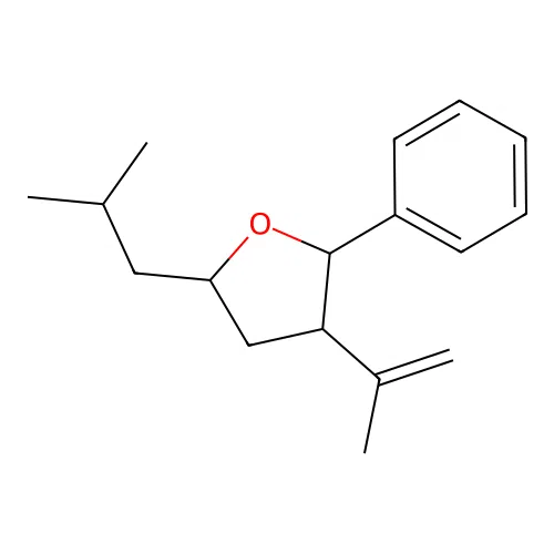 5-Isobutyl-2-phenyl-3-(prop-1-en-2-yl)tetrahydrofuran structure