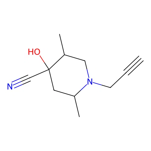 4-Hydroxy-2,5-dimethyl-1-(prop-2-yn-1-yl)piperidine-4-carbonitrile structure