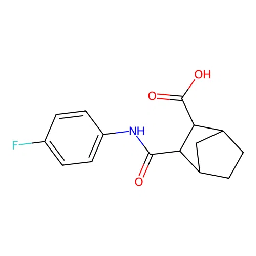 3-[(4-Fluorophenyl)carbamoyl]bicyclo[2.2.1]heptane-2-carboxylic acid structure