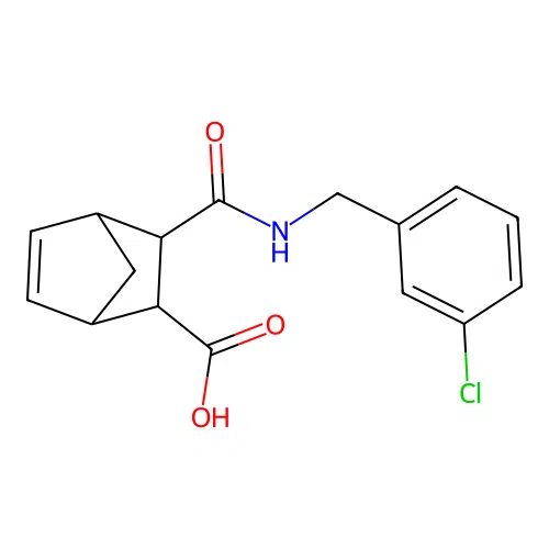 3-{[(3-Chlorobenzyl)amino]carbonyl}bicyclo[2.2.1]hept-5-ene-2-carboxylic acid structure