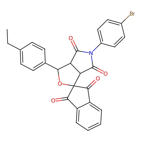 5-(4-bromophenyl)-1-(4-ethylphenyl)spiro[3a,6a-dihydro-1H-furo[3,4-c]pyrrole-3,2'-indene]-1',3',4,6-tetrone structure