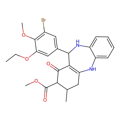 methyl 11-(3-bromo-5-ethoxy-4-methoxyphenyl)-3-methyl-1-oxo-2,3,4,5,10,11-hexahydro-1H-dibenzo[b,e][1,4]diazepine-2-carboxylate structure