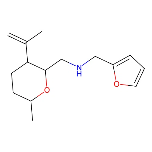 N-(2-furylmethyl)-1-(6-methyl-3-prop-1-en-2-yl-oxan-2-yl)methanamine structure