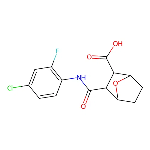 3-[(4-chloro-2-fluorophenyl)carbamoyl]-7-oxabicyclo[2.2.1]heptane-2-carboxylic acid structure