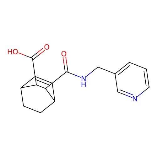 3-((Pyridin-3-ylmethyl)carbamoyl)bicyclo[2.2.2]oct-5-ene-2-carboxylic acid structure
