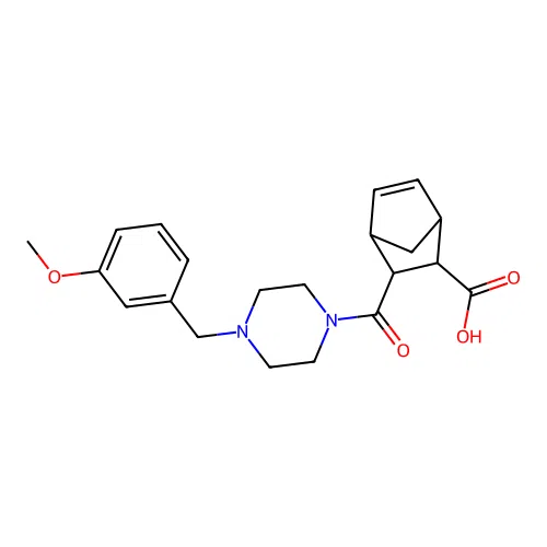 3-{[4-(3-methoxybenzyl)piperazin-1-yl]carbonyl}bicyclo[2.2.1]hept-5-ene-2-carboxylic acid structure
