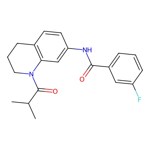 3-fluoro-N-(1-isobutyryl-1,2,3,4-tetrahydroquinolin-7-yl)benzamide structure